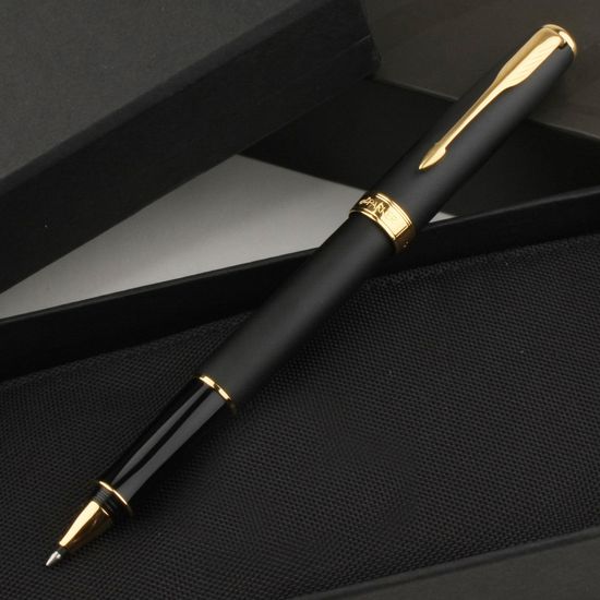 Ручка-роллер Parker Sonnet T528, цвет: MattBlack GT, стержень: Fblack, S0817970