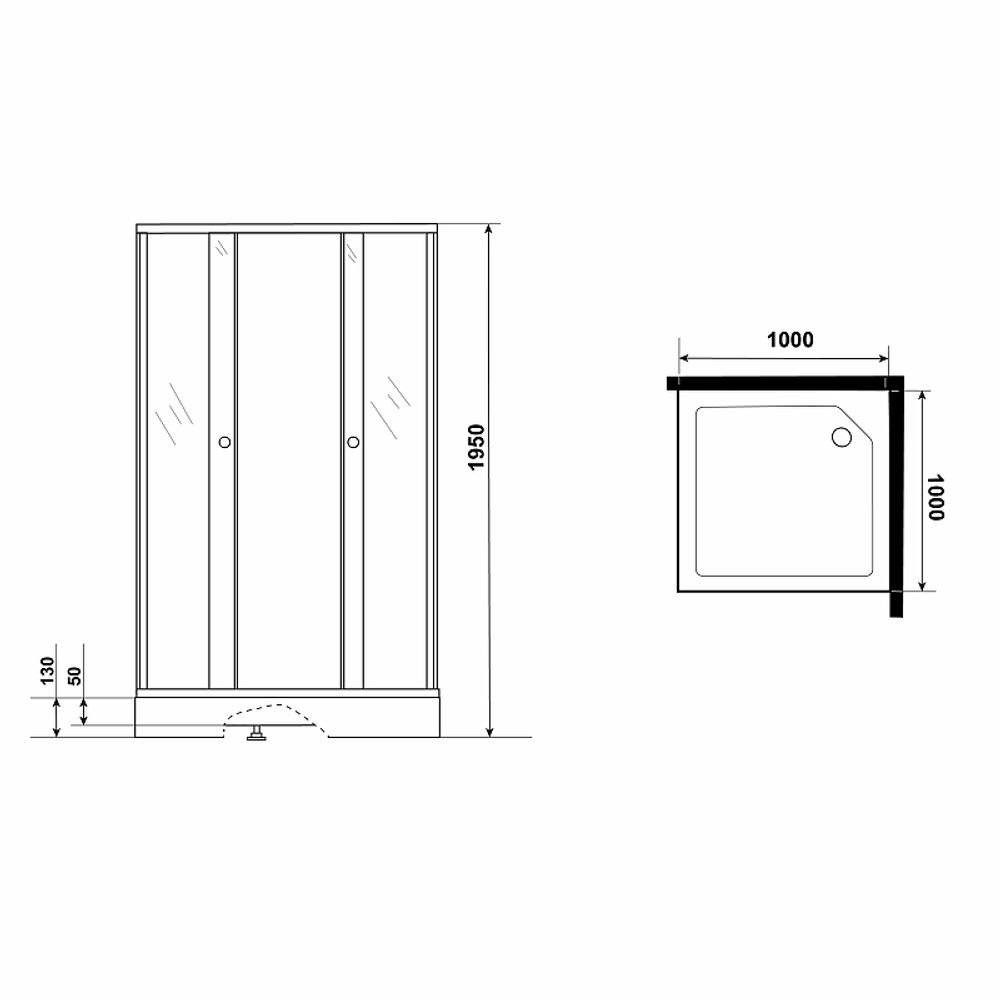 Душевой уголок Niagara Eco 100х100 NG-010-14Q Black профиль Черный стекло с рисунком
