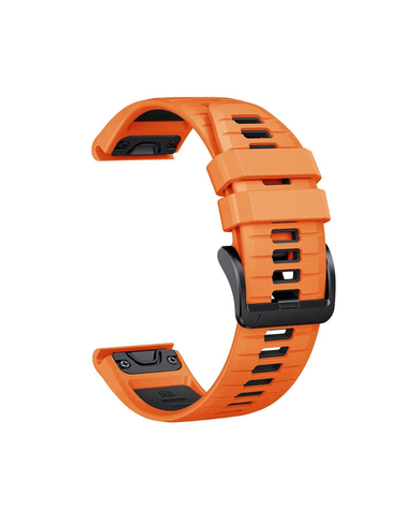 Ремешок силиконовый QuickFit 22 мм. для Garmin Fenix 7 PRO/7/6/5/5 plus, Quatix 5, MARQ, Forerunner 935 / 945, instinct, instinct 2 (Оранжевый/Черный)