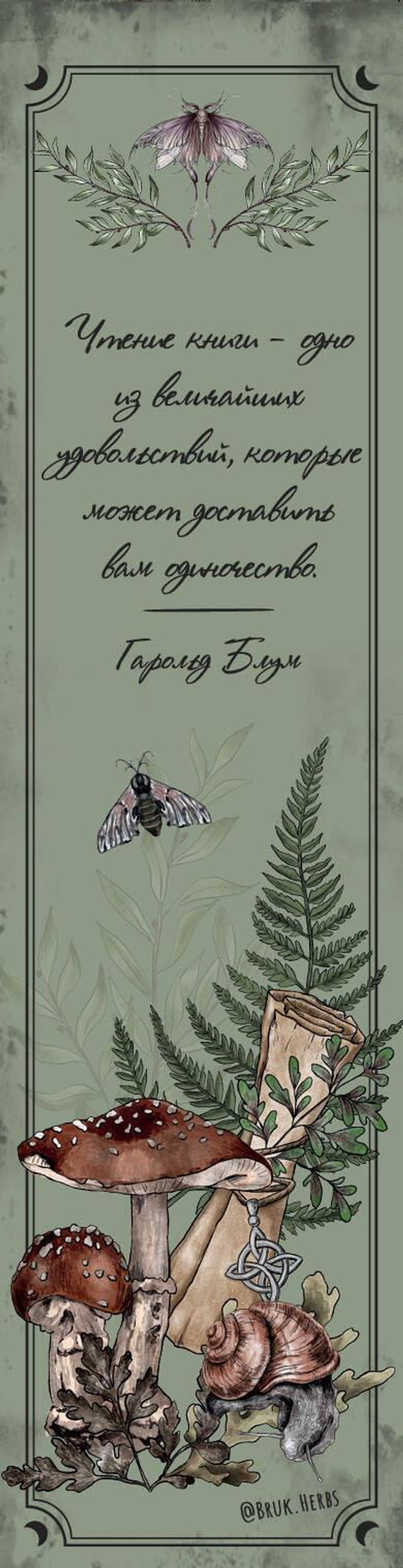 Закладка с резинкой. Bruk.herbs (оформление с грибами)