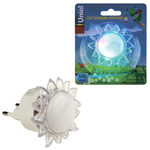 DTL-308-Подсолнух/RGB/4LED/0,5W Светильник-ночник. Выключатель на корпусе. Блистер