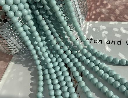 Нить бусин для украшений 6мм, "Майорка-Голубая" (имитация)