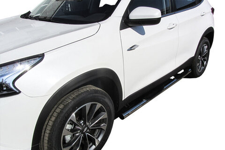 Пороги из нержавейки Chery Tiggo 7 (2016-2020) d76 с проступями