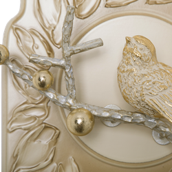 Полка - ключница Птичка Терра (мини) Айвори Мраморное золото