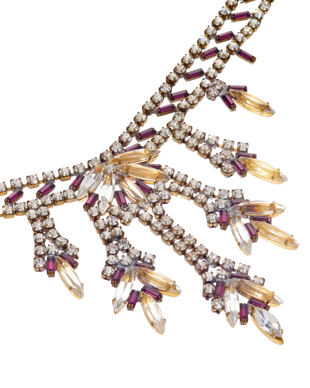 Колье-винтажное, розовые, зеленые камни