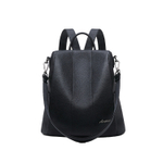 Espin Top Grain Cow Leather Backpack Large Black/Milk Tea Gray