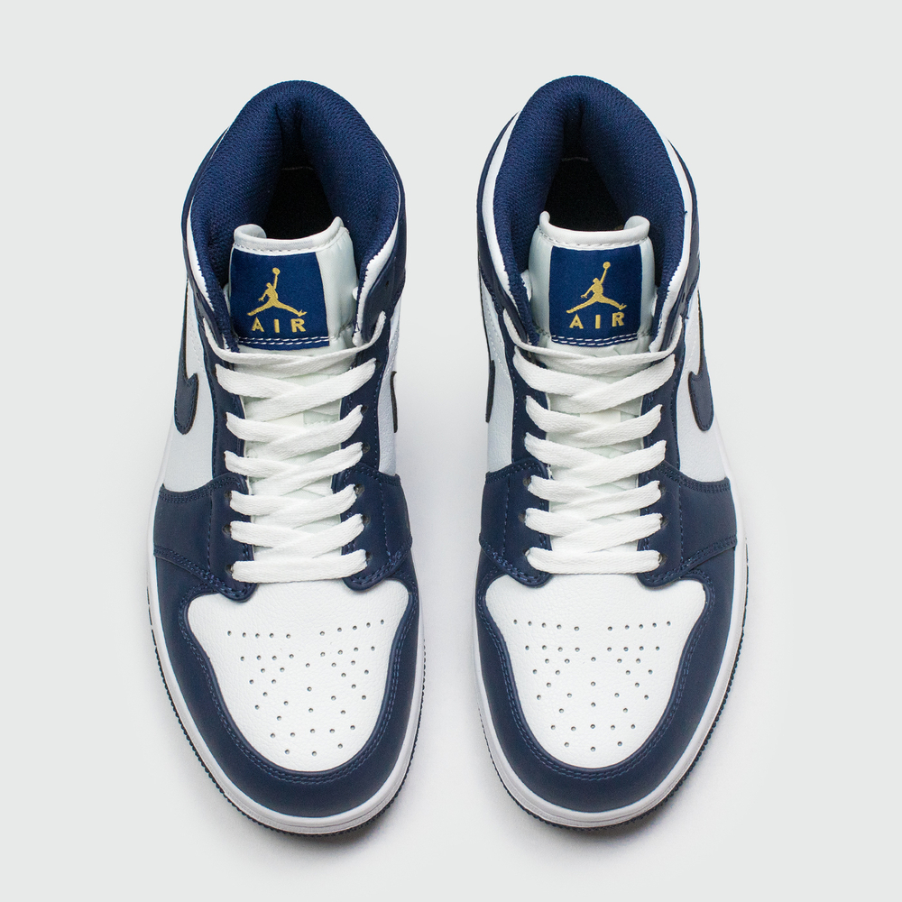 Кроссовки Nike Air Jordan 1 White / Metallic Gold / Obsidian