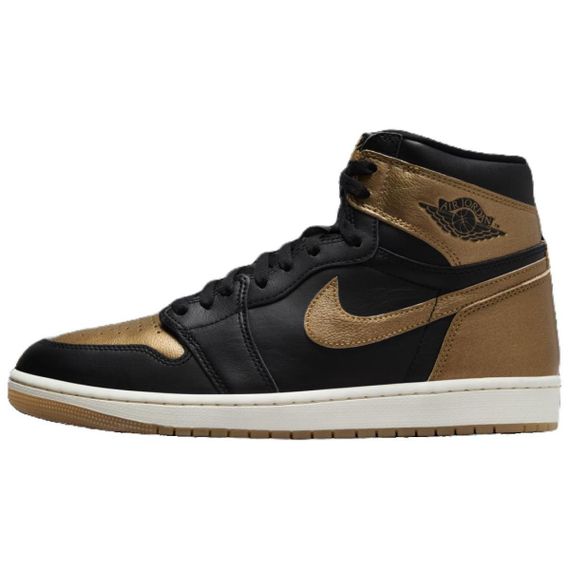 Jordan Air Jordan 1 Подвесные баскетбольные кроссовки High Top Черный/золотой Унисекс