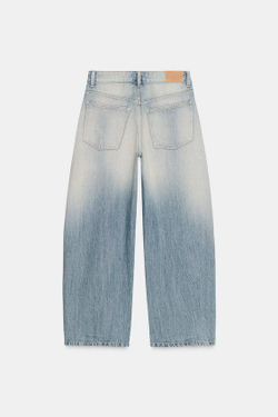 ZARA ДЖИНСЫ TRF BAGGY BALLOON СО СРЕДНЕЙ ПОСАДКОЙ, ГОЛУБОЙ