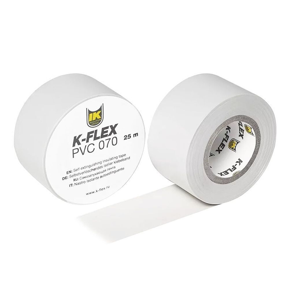 Лента теплоизоляционная K-FLEX PVC AT 070, DN 25, L = 25м, Tmax = 125гр. белый