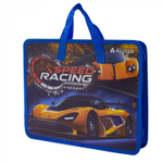 Папка с ручками 1 отделение, А4 265х335х90мм, Alingar, пластик, ручки тесьма, дизайн с двух сторон, молния сверху, "Speed Racing"