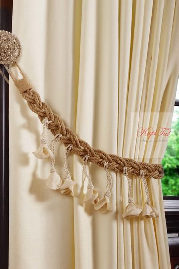 XL-Комплект штор Палермо (кремовый) и вуаль (белый)