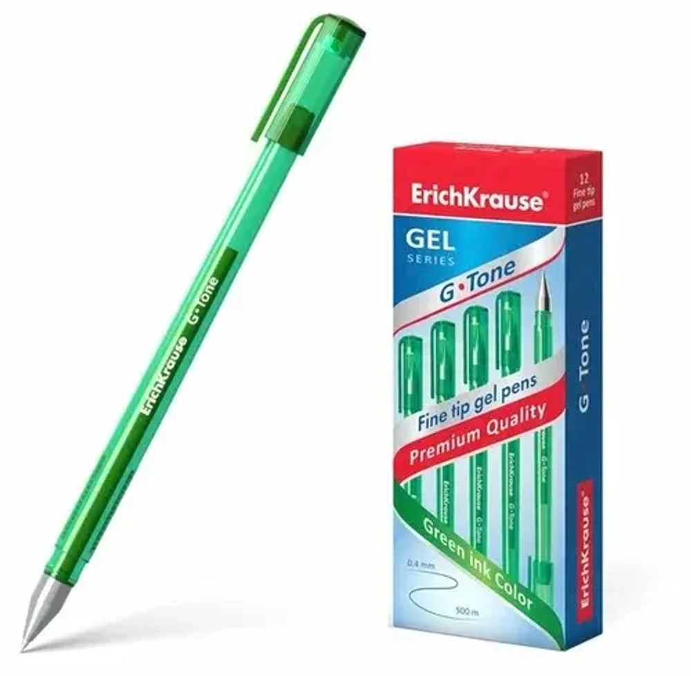 Гелевая ручка зелёная 0,4 мм ErichKrause G Tone 39016