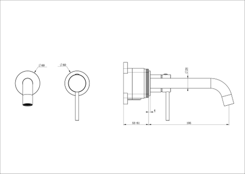 Смеситель для раковины встраиваемый WONZON & WOGHAND STICK, Брашированное золото (WW-88869017- BG)