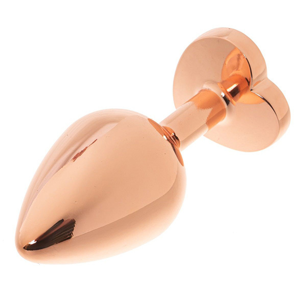 Золотистая анальная пробка OYO 7,3см с желтым кристаллом-сердцем