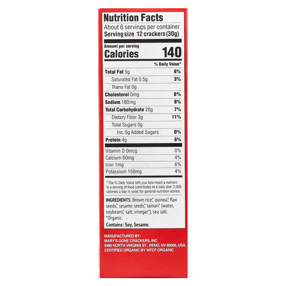 Mary's Gone Crackers, Органические оригинальные крекеры, 184 г (6,5 унции)