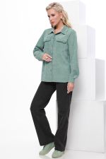 Рубашка из микровельвета с карманами зеленая DStrend (Акция)