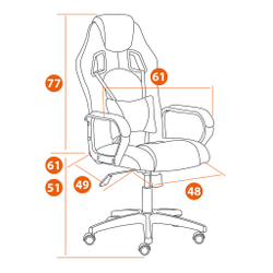 Кресло DRIVER (22) кож/зам/ткань, черный/синий, 36-6/TW-10