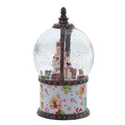 GAEM Фигурка декор в шаре "Пряничный дом" (подсвет, муз, вьюга, движ, AAх3 н/п +USB 100 см), L13 W13 H21