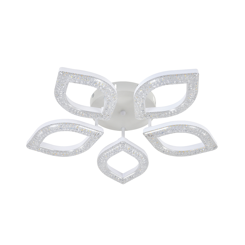 Потолочный светодиодный светильник 62Вт, 4340лм, 3000-6000K, Ra>80, плавная регулировка мощности, изменение цветовой температуры, пульт, металл/акрил, белый/прозрачный