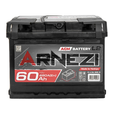 Аккумулятор ARNEZI AGM Start-stop 60 А/ч обратный R+ 242x175x190 L2 EN 680 А