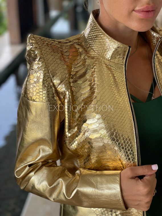 Куртка из кожи питона золотого цвета JT-123