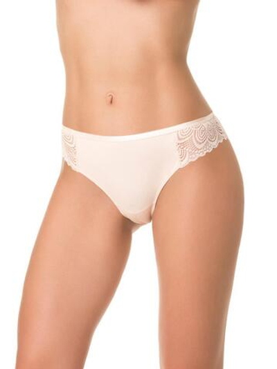 Трусики-бразилиана с кружевом (Размер: L) (Цвет: молочный)