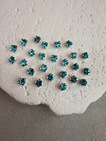 Шатоны 4 мм, Аквамарин в серебре, 25 шт