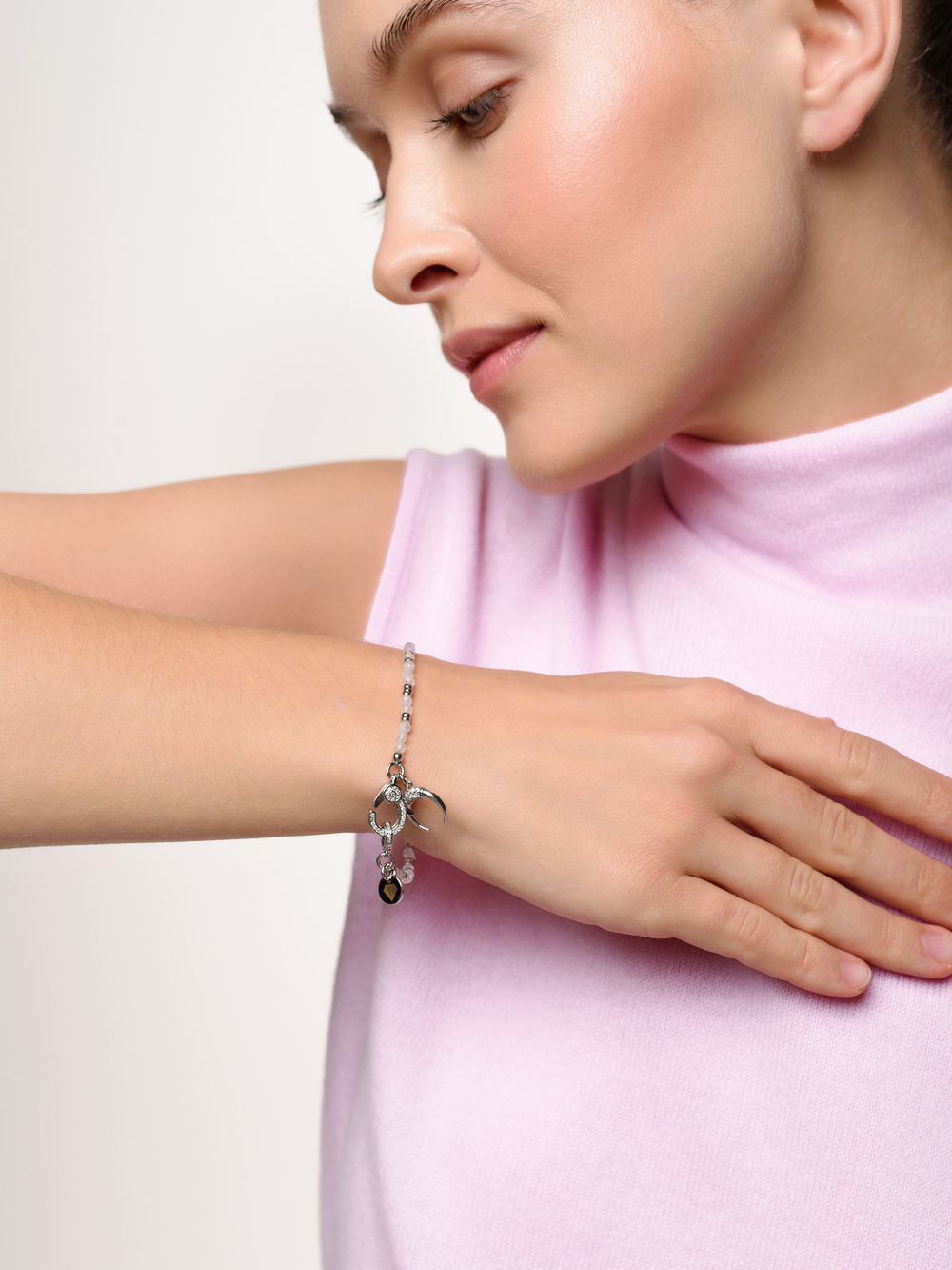 Браслет "Moon" из лунного камня Silver