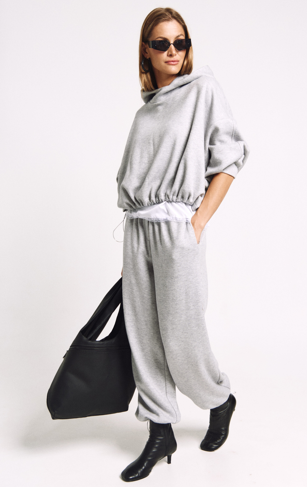 Костюм худи / джоггеры 1254 серый