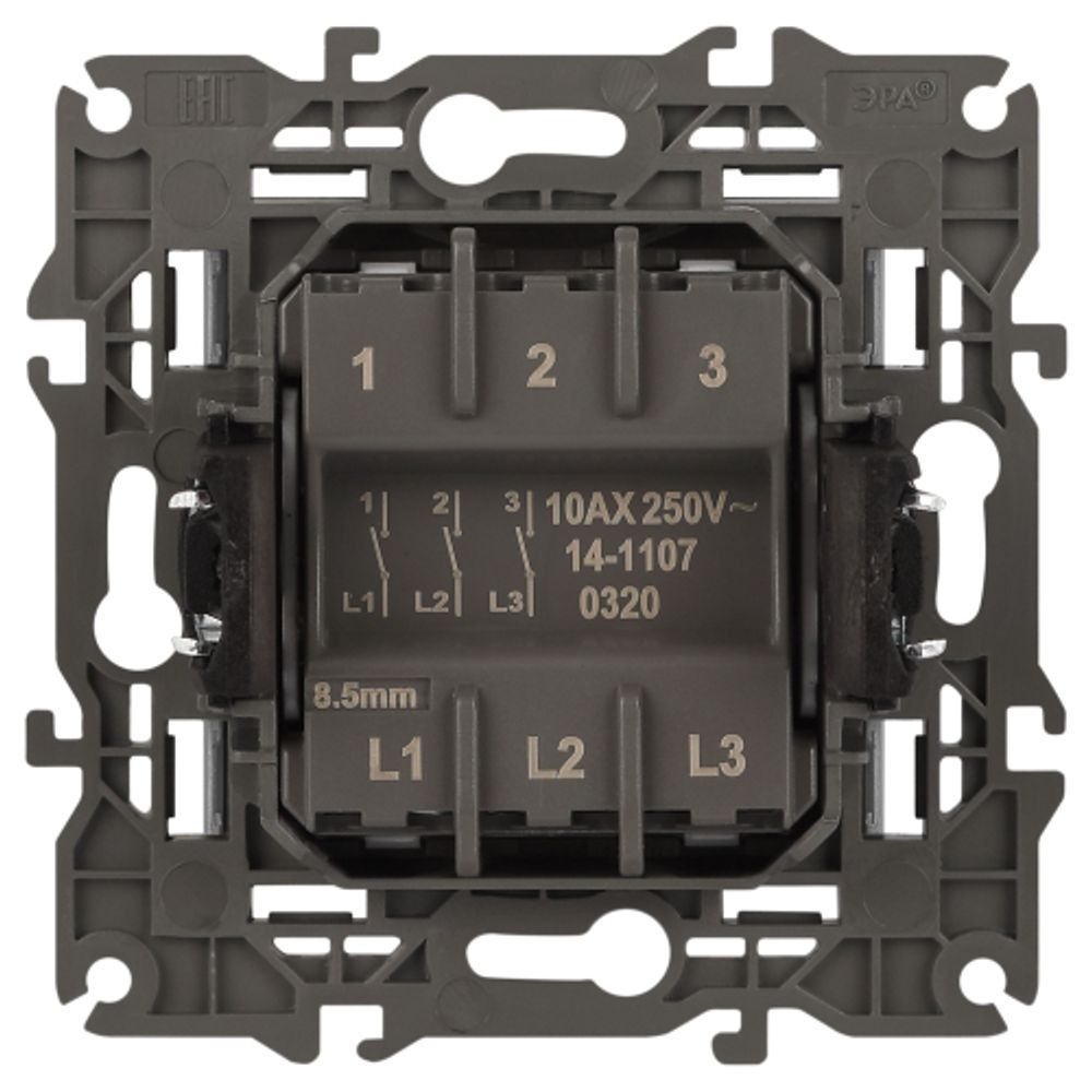 14-1107-03 ЭРА Выключатель тройной, 10АХ-250В, IP20, Эра Elegance, алюминий | Elegance Алюминий