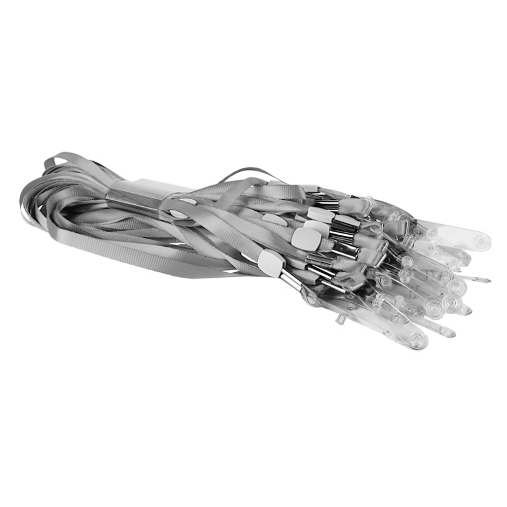 Шнурок для бейджа Deli, зажим на кнопке, длина 48.5 см, серый