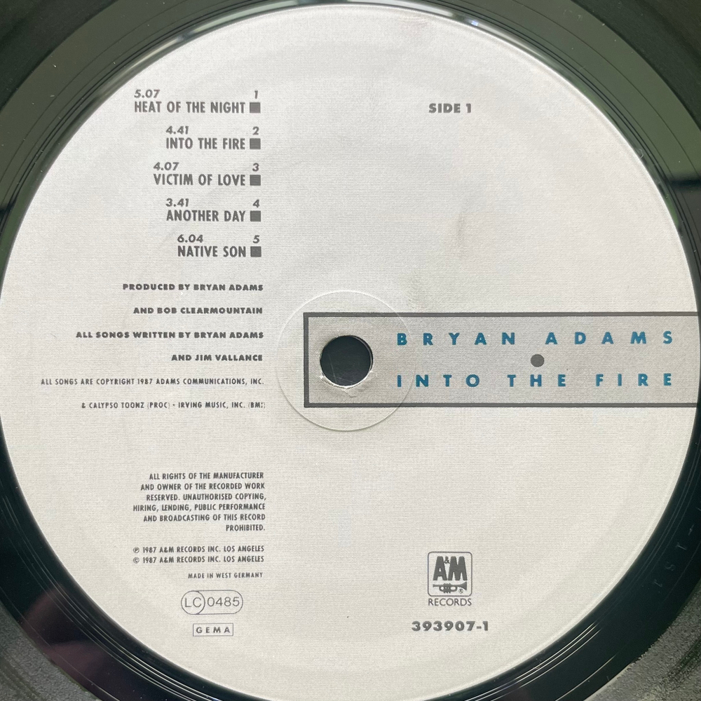 Bryan Adams - Into The Fire (Германия 1987г.)
