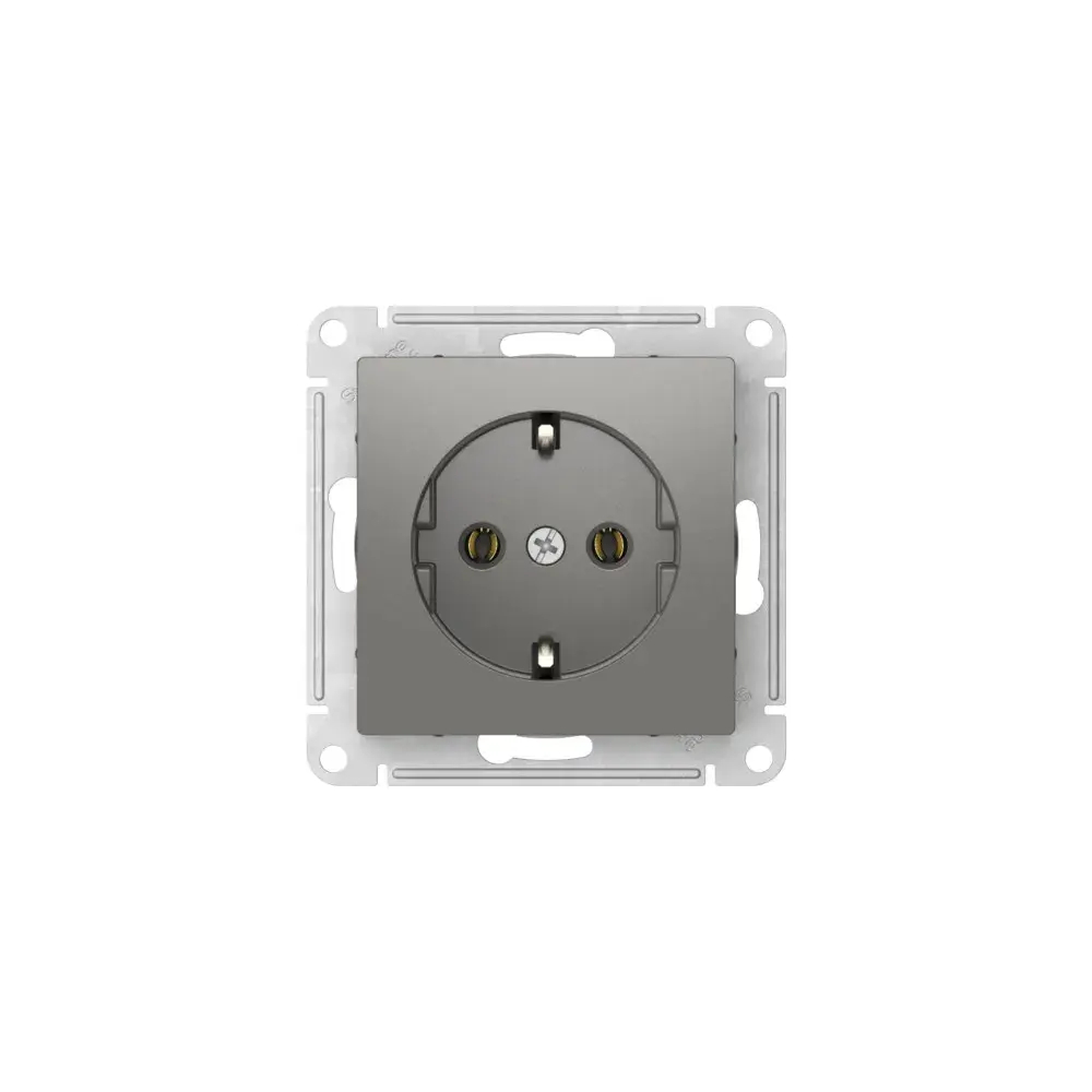 ATLASDESIGN РОЗЕТКА с заземлением без шторок, 16А, мех., быстрозажим. клем., СТАЛЬ