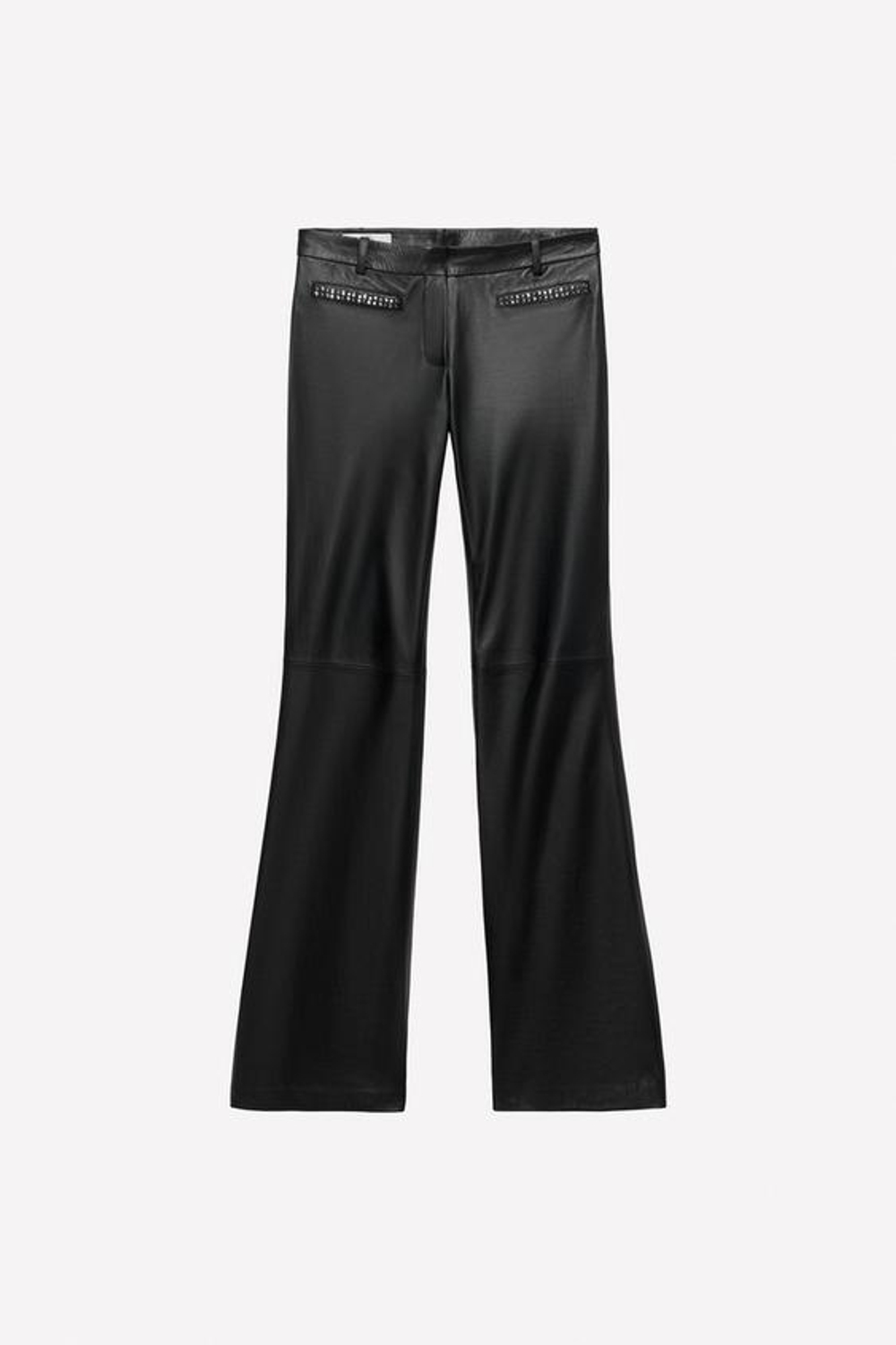 ZARA Х LUDOVIC DE SAINT SERNIN КОЖАНЫЕ БРЮКИ С ОТВОРОТАМИ, ЧЕРНЫЙ