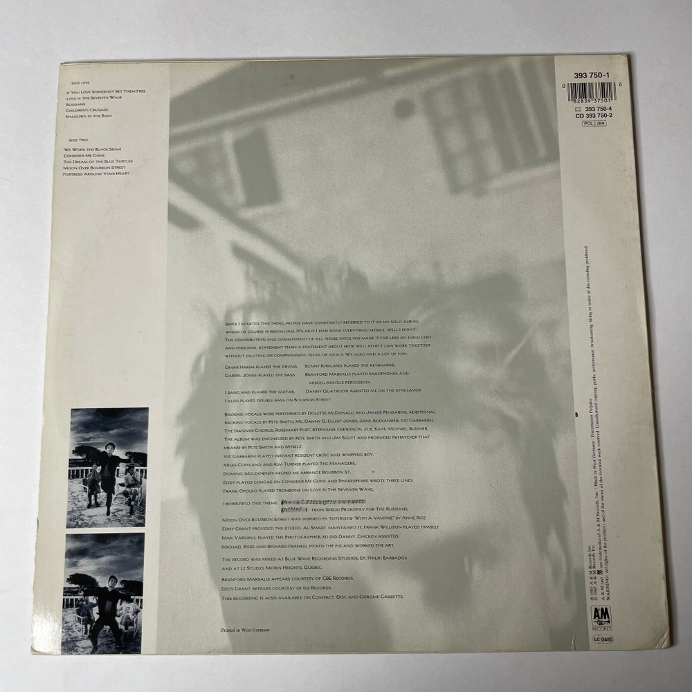 Винтажная виниловая пластинка LP Sting The Dream Of The Blue Turtles (Germany 1985)