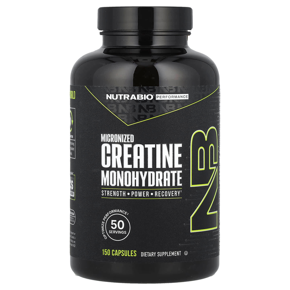 NutraBio, Performance, микронизированный моногидрат креатина, 150 капсул (833 мг на капсулу)