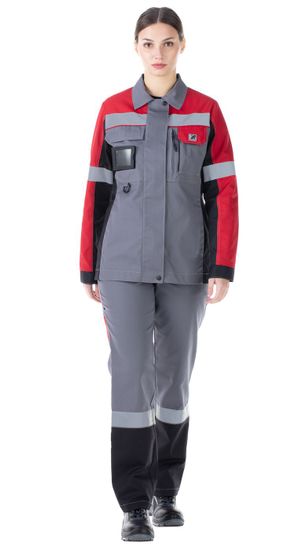 Костюм женский "Виват" брюки (серый/черный/красный)