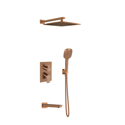 Встраиваемый смеситель для душа с изливом, троп. и ручным душем BLAUTHERM 941513RPK300CUC медь