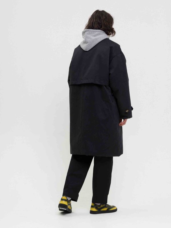 Плащ Утепленный Средней длины Мужской Черный - фото 4