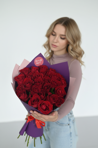 Розы красные 40 см (Premium) 25 шт