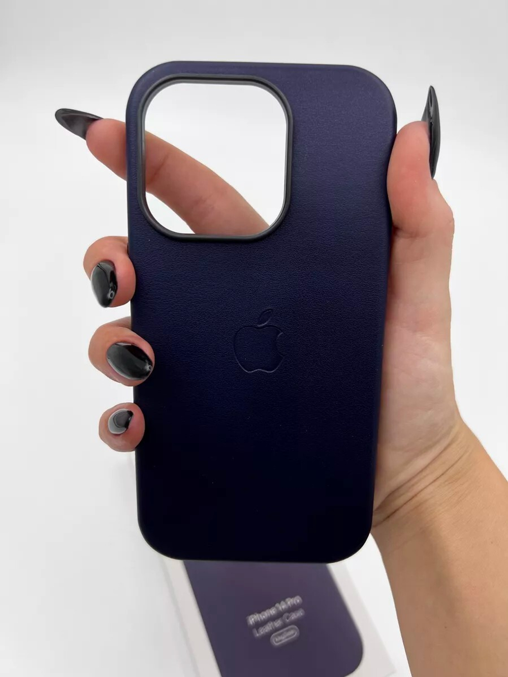 Кожаный чехол Leather Case iPhone 14 Pro | Ink Темно-Синий