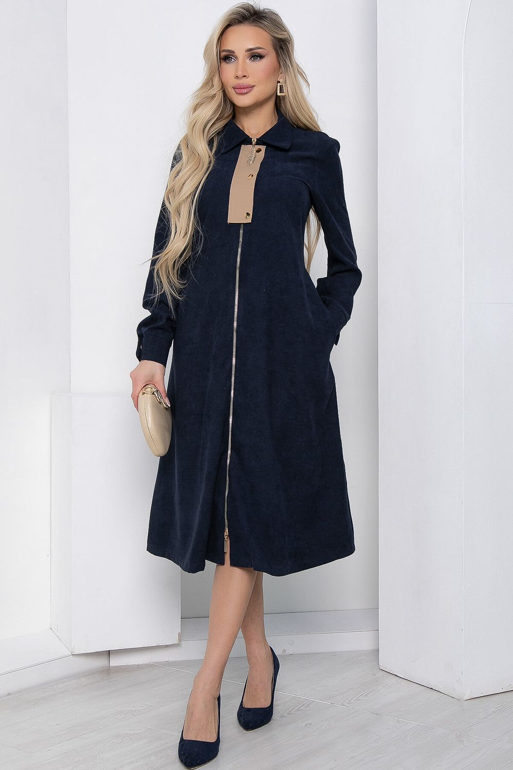 Платье вельветовое "Чувство стиля" (синее) П8585 LT Collection