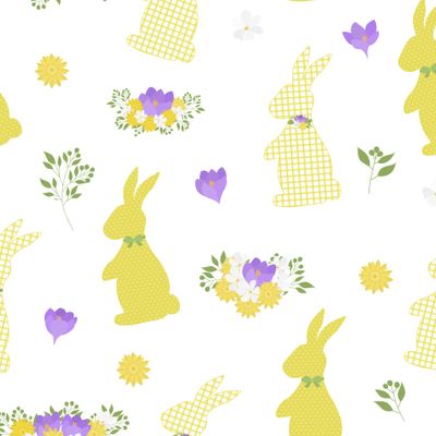 Кролики силуэты и цветы
