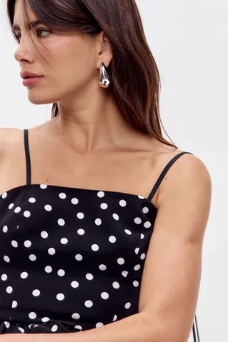 Топ в горошек черного цвета
