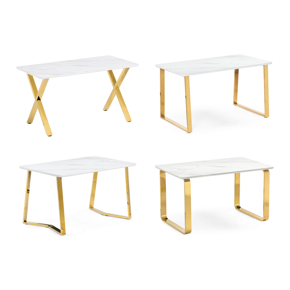 Керамический стол Woodville Селена 4 180х90х77 белый мрамор, золото