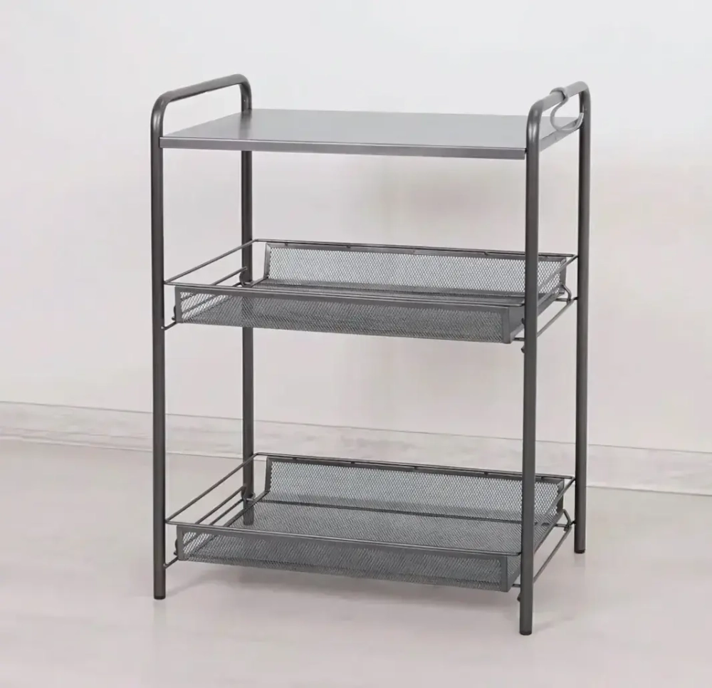 Этажерка напольная для кухни со столиком «Ладья - 33С», цвет графит, 61*45*30см