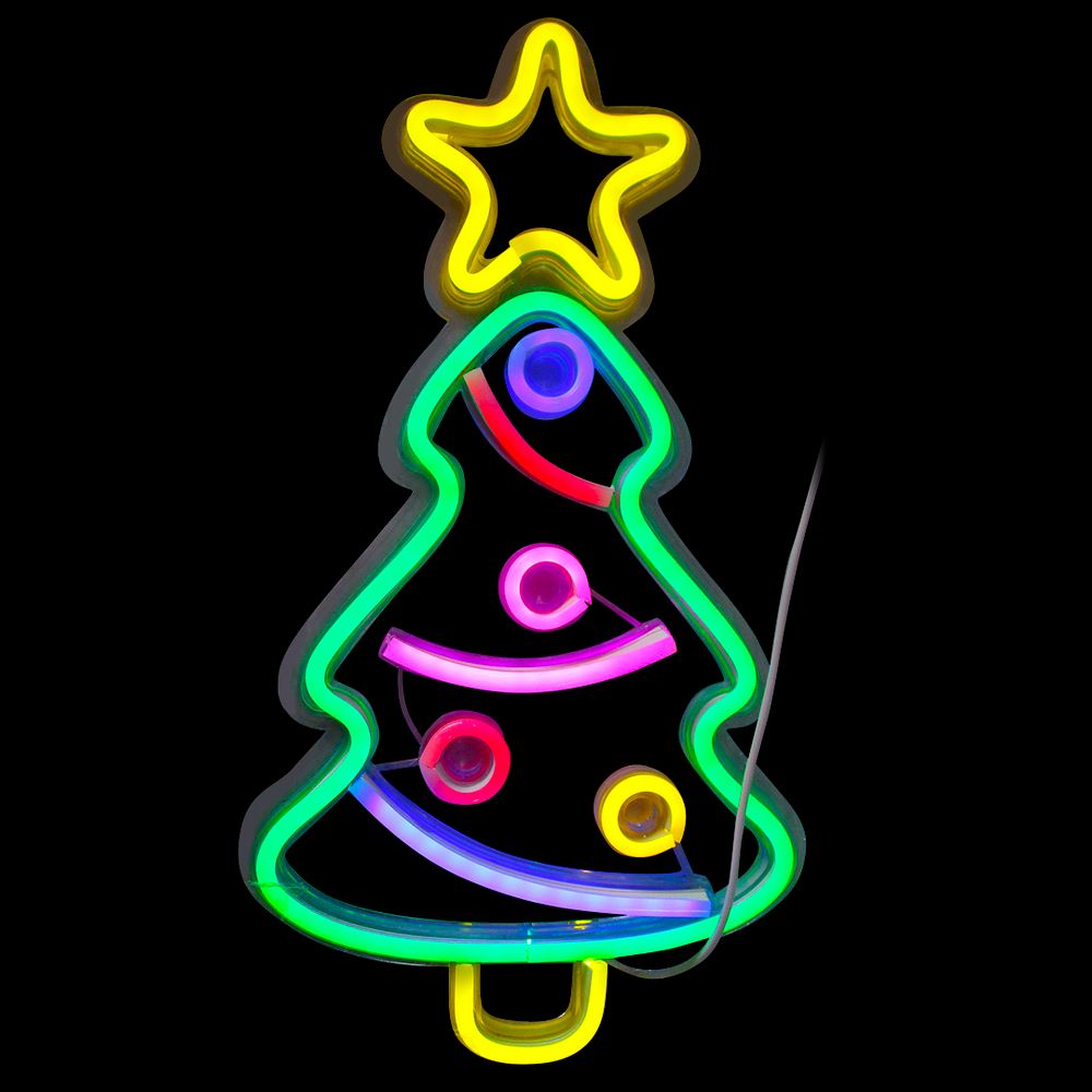 Световая фигура "Ёлочка с игрушками" цветная, 22х40см