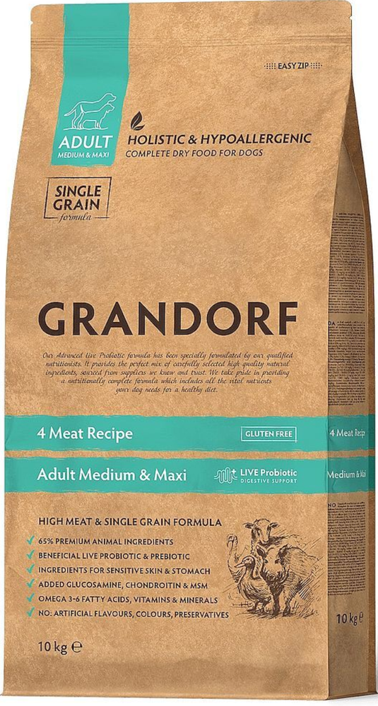 GRANDORF DOG 4 Мяса для Средних и Крупных пород собак 10кг.