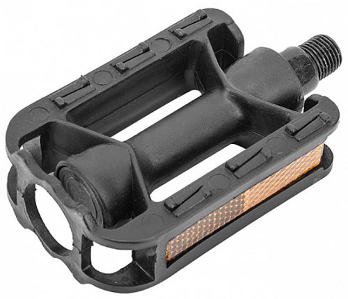 Педали XL-301, ось 1/2" со светоотражателями, пластиковые черные
